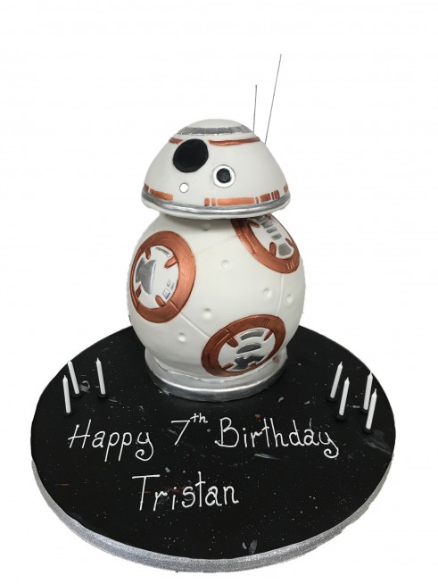 I made a spinning BB8 cake for my friend's son's birthday : r/StarWars