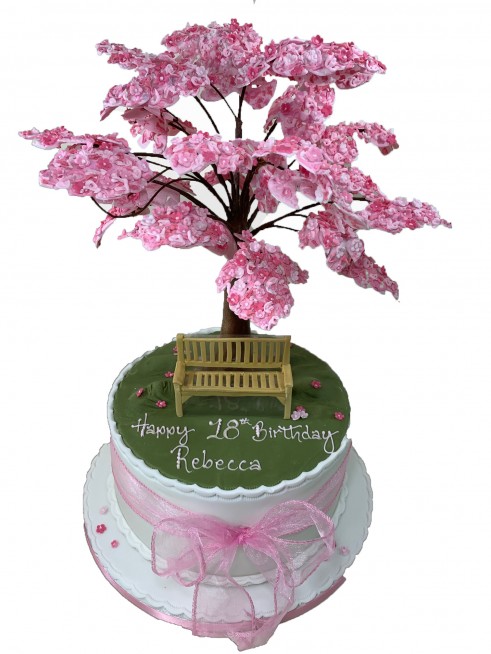 Pretty Cake With Lady And Cherry Blossom Tree | lupon.gov.ph