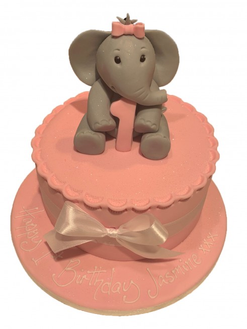 Acrylic Matte Pink Baby Elephant Cake Topper - Online Party Supplies