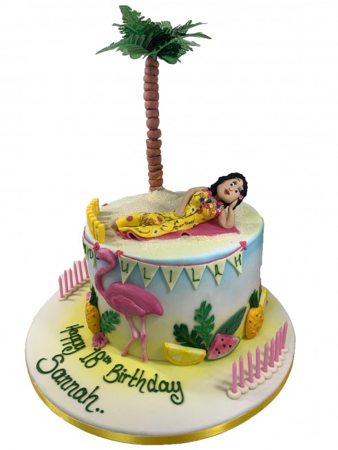 Wooden Happy Birthday Flamingo Cake Topper - Online Party Supplies