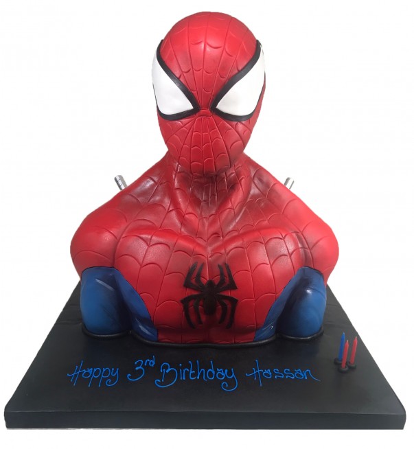3D sculpted Spiderman Bust Cake