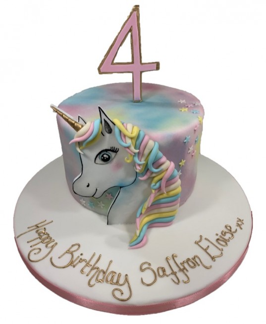 UNICORN HEAD cake topper edible personalised decoration rainbow fondant  horn | eBay