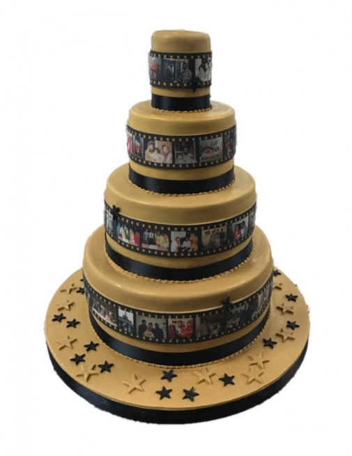 Fondant covered cake 4 standard tiers floral tier at the base – Get Caked  by Lisa