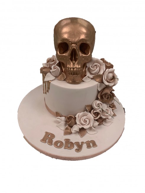 Edible Halloween Cake Decorations Skull and Roses Cupcake - Etsy