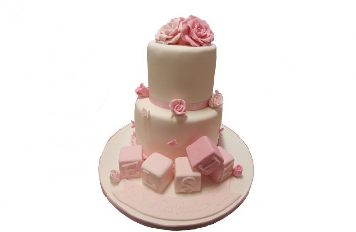 Blocks and Rose Tiered Cake