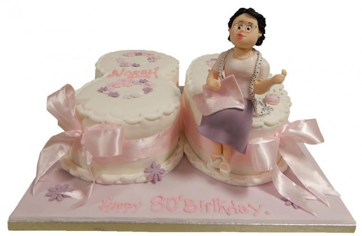 Double Figure & Flowers Cake