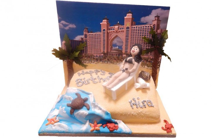 Dubai Beach Scene with Backdrop Cake