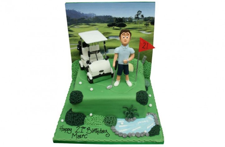 Golf Scene with Golfer & Backdrop
