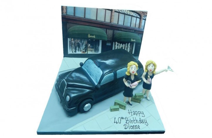 London Black Cab and Figures Cake