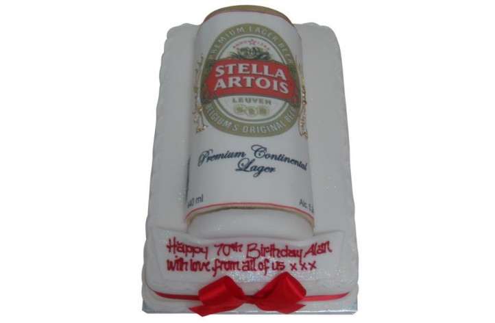 Stella Artois Can on Cake