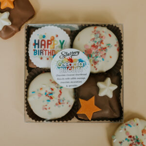 Happy Birthday Chocolate topped Shortbread Biscuits