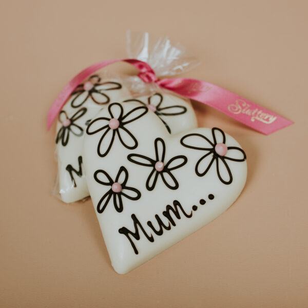 Small Caramel Filled "Mum" white chocolate Heart