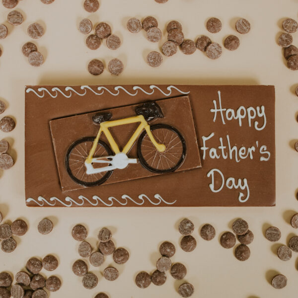 Large Milk chocolate bar with bike decoration & Father's day message