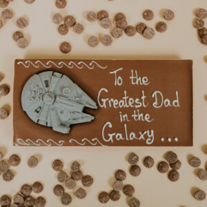 Large Milk chocolate bar with Space Ship decoration